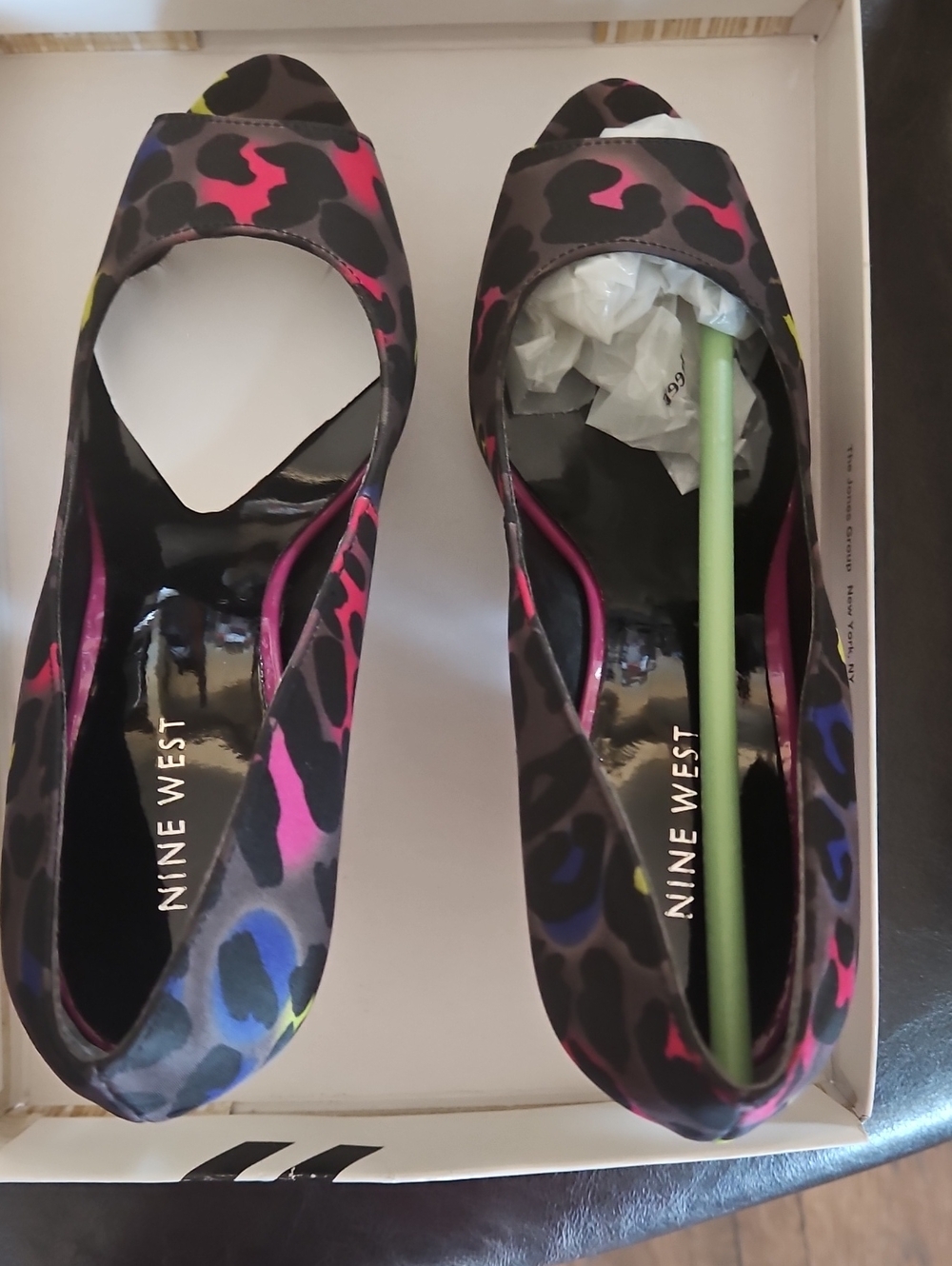Nine West Multicolor Leopard Open-Toe Pumps